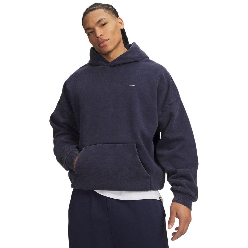 Under Armour Men's Icon Heavyweight Fleece Washed Hoodie - Navy/White - NAVY/WHITE